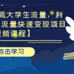 引流布局布局大学生流量，利用6-9月新生流量快速变现项目【视频课程】-网创指引人