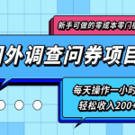 新手零成本零门槛可操作的国外调查问券项目，每天一小时轻松收入200+-网创指引人