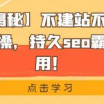 【黑帽seo揭秘】不建站不发帖做外推排名方法实操，持久seo霸屏，灰白通用！-网创指引人