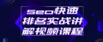 seo快速排名实战讲解视频课程，揭秘seo快排原理-网创指引人