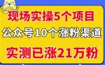 现场实操5个公众号项目，10个涨粉渠道，实测已涨21万粉！-网创指引人