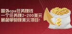 国外cpa任务赚钱：一个任务赚2-200美元，最简单的赚美元项目-网创指引人