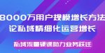 8000万用户规模增长方法论私域精细化运营增长，私域流量硬课助力业务跃迁-网创指引人