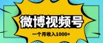 微博视频号简单搬砖项目，操作方法很简单，一个月1000左右收入-网创指引人