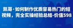 凯哥·如何制作优质容易热门的短视频，完全实操经验总结-价值598元-网创指引人