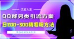 QQ群另类引流方案，日200~300精准粉方法，外面收费888-网创指引人