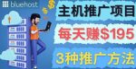 在Youtube推广Bluehost主机赚钱项目，日赚195美元以上-网创指引人