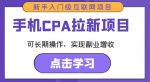 手机CPA拉新项目新手入门级互联网项目，可长期操作，实现副业增收-网创指引人