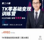 嘉伟·TK零基础变现训练营【第20期】2023升级版·新增东南亚板块，系统传授TK玩法，从小白到高手-网创指引人