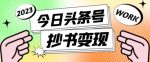 外面收费588的最新头条号软件自动抄书变现玩法，单号一天100+（软件+教程+玩法）-网创指引人