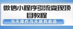 微信小程序引流变现项目教程，当天操作当天就有收益，变现不再是难事-网创指引人