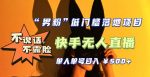 【全新升级】零基础单人单号单晚500+，不说话，不露脸，4月最新超皮实快手无人直播-网创指引人