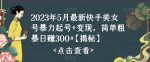 2023年5月最新快手美女号暴力起号+变现，简单粗暴日赚300+【揭秘】-网创指引人