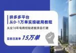 拼多多从0-1万单实操破局教程，从业16年电商经验打磨，目前日发单15万单-网创指引人