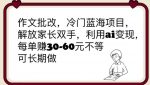 作文批改，冷门蓝海项目，解放家长双手，利用ai变现，每单赚30-60元不等【揭秘】-网创指引人