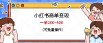 小红书商单变现，一单200~500，可批量操作【仅揭秘】-网创指引人