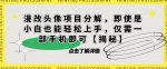 漫改头像项目分解，即使是小白也能轻松上手，仅需一部手机即可【揭秘】-网创指引人