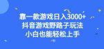 靠一款游戏日入3000+，抖音游戏野路子玩法，小白也能轻松上手【揭秘】-网创指引人