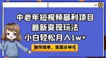 中老年短视频暴利项目最新变现玩法，小白轻松月入1w+【揭秘】-网创指引人