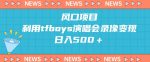 风口项目，利用tfboys演唱会录像变现，日入500＋-网创指引人