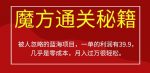 被人忽略的蓝海项目，魔方通关秘籍，一单的利润有39.9，几乎是零成本，月入过万很轻松【揭秘】-网创指引人