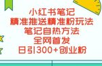 最新小红书笔记精准推送2000+精准粉，单日导流私欲最少300【脚本+教程】-网创指引人