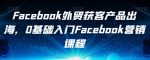 Facebook外贸获客产品出海，0基础入门Facebook营销课程-网创指引人