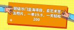 超级冷门蓝海项目，卖艺术签名照片，一单19.9，一天轻松200-网创指引人