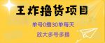 王炸撸货项目，单号0撸30单每天，多号多撸【揭秘】-网创指引人