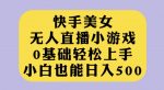 快手美女无人直播小游戏，0基础轻松上手，小白也能日入500【揭秘】-网创指引人