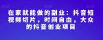 在家就能做的副业：抖音短视频切片，时间自由，大众的抖音创业项目-网创指引人