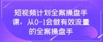 短视频计划全案操盘手课，从0-1会做有效流量的全案操盘手-网创指引人