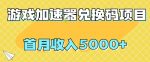 【全网首发】游戏加速器兑换码项目，首月收入5000+【揭秘】-网创指引人