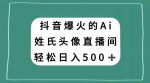 抖音爆火的AI姓氏头像直播，轻松日入500＋-网创指引人