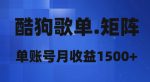 酷狗歌单矩阵，单账号月收益1500+-网创指引人