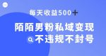 陌陌男粉私域变现新玩法，日入500+，不违规不封号-网创指引人