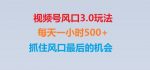 视频号风口3.0玩法单日收益1000+,保姆级教学,收益太猛,抓住风口最后的机会【揭秘】-网创指引人