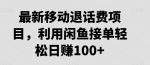 最新移动退话费项目，利用闲鱼接单轻松日赚100+-网创指引人