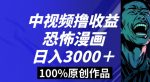 恐怖漫画中视频暴力撸收益，日入3000＋，100%原创玩法，小白轻松上手多种变现方式【揭秘】-网创指引人