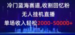 冷门蓝海赛道，收割回忆粉，无人挂机直播，单场收入轻松2000-5w+【揭秘】-网创指引人