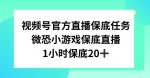 视频号直播任务，微恐小游戏，1小时20+【揭秘】-网创指引人