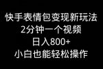 快手表情包变现新玩法，2分钟一个视频，日入800+，小白也能做-网创指引人