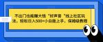 不出门也能赚大钱“好声音“线上社区玩法，轻松日入500+小白能上手，保姆级教程【揭秘】-网创指引人