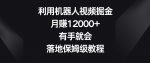 利用机器人视频掘金，月赚12000+，有手就会，落地保姆级教程【揭秘】-网创指引人