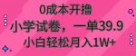 0成本开撸，小学试卷，一单39.9，小白轻松月入1W+-网创指引人