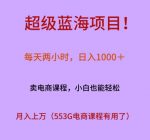 超级蓝海项目！每天两小时，日入‌1000＋，卖电商课程，小白也能轻‌松，月入上万-网创指引人