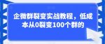 企微群裂变实战教程，低成本从0裂变100个群的-网创指引人