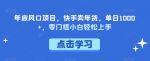 年底风口项目，快手卖年货，单日1000+，零门槛小白轻松上手-网创指引人