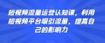 短视频流量运营认知课，利用短视频平台吸引流量，提高自己的影响力-网创指引人