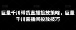 巨量千川带货直播投放策略，巨量千川直播间投放技巧-网创指引人